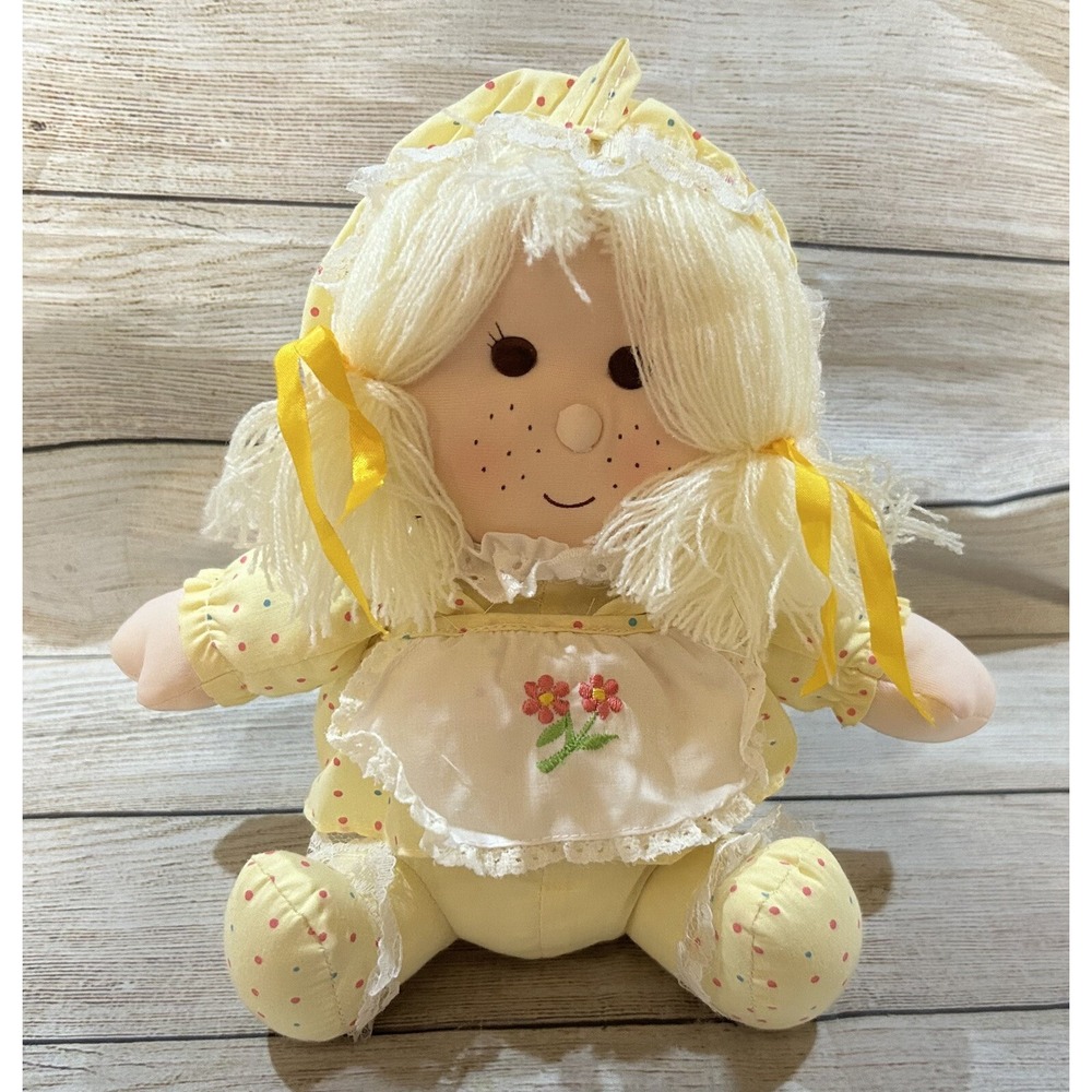 Vintage MTY Made in Taiwan Soft Doll Freckles Yellow Polka Dot Dress Apron TubU